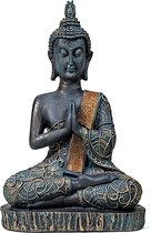 Bouddha en prière finition antique Thaïlande - 15x10x23 cm - 380 g