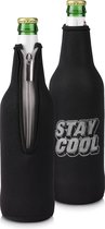 kwmobile 2x flessenkoeler - Koeltas van neopreen voor flessen - geschikt voor 330-500ml fles flesjes bier en frisdrank - In wit / zwart Stay Cool design