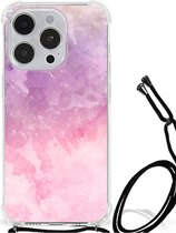 Smartphone hoesje Geschikt voor iPhone 14 Pro Stevige Telefoonhoesje met transparante rand Pink Purple Paint