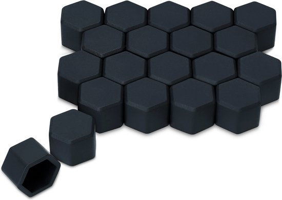 Doe-het-zelf wielboutdoppen, 20 x kap, set met aftrektang 17 mm wielmoeren kappen wielbouten (zilver