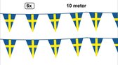 6x Vlaggenlijn Zweden 10 meter - Landen EK WK Zweeds festival thema feest fun