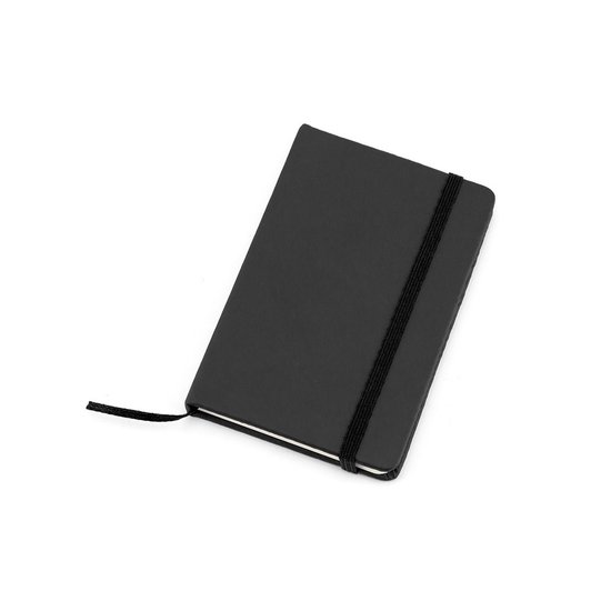 Notitieblokje zwart met harde kaft en elastiek 9 x 14 cm - 100x blanco paginas - opschrijfboekjes