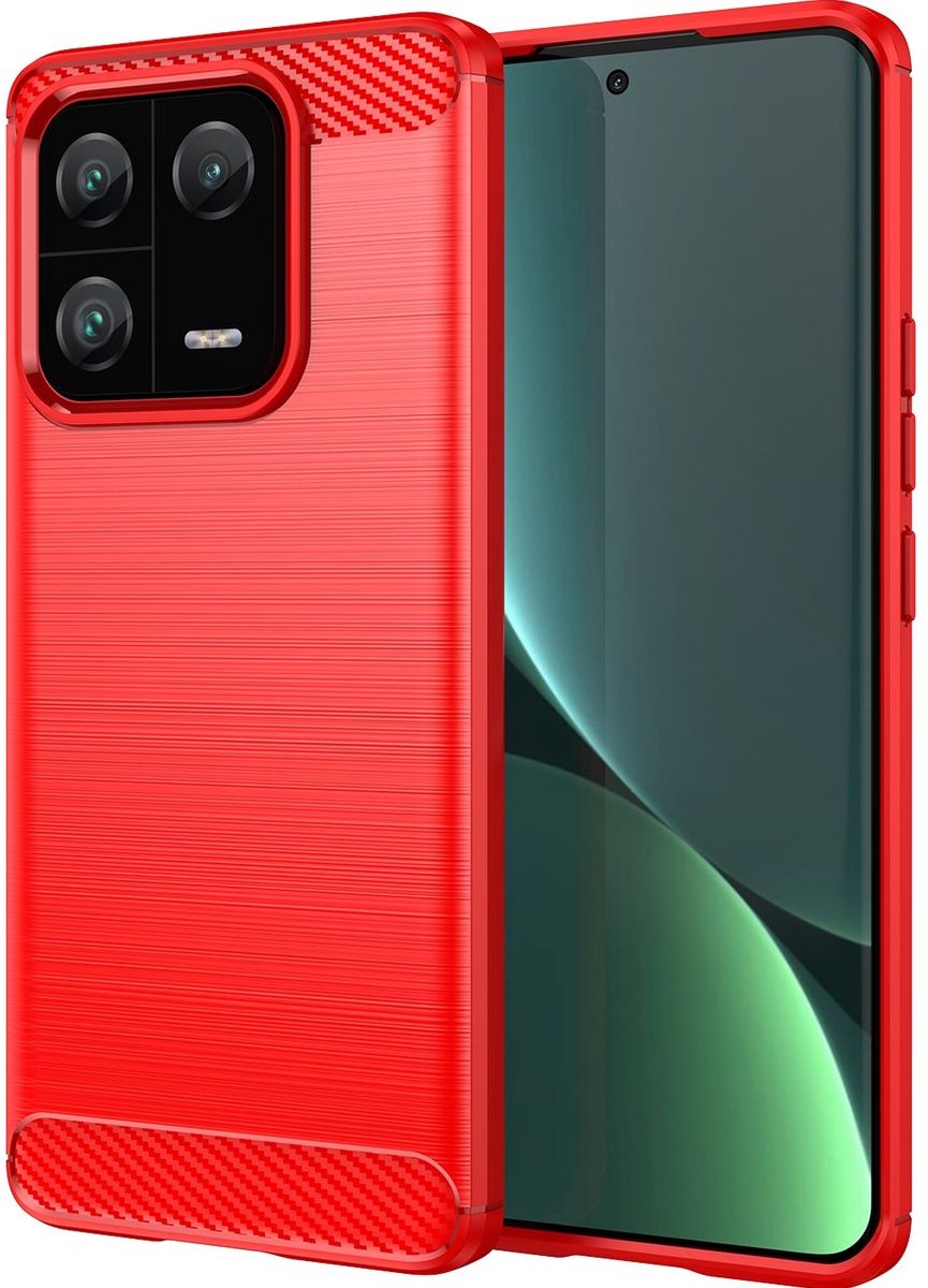 Mobigear Hoesje geschikt voor Xiaomi 13 Pro Telefoonhoesje Flexibel TPU | Mobigear Brushed Slim Backcover | 13 Pro Case | Back Cover - Rood