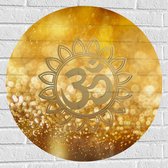 Muursticker Cirkel - Hindoe Symbool Versierd door Gouden Details - 70x70 cm Foto op Muursticker