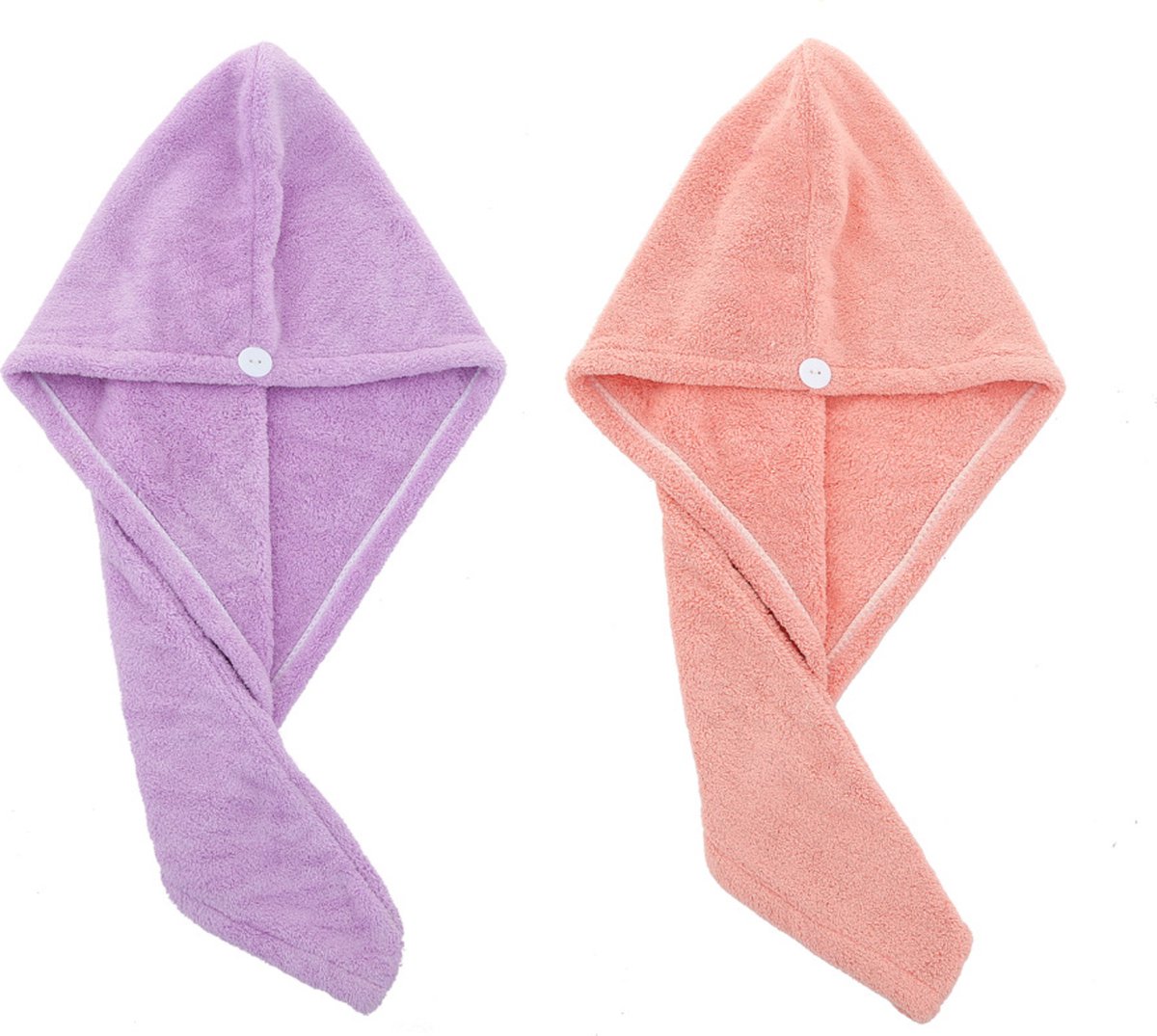 2x Haarhanddoek - Hoofdhanddoek - Hair towel - Sneldrogende handdoek - Haardroger - Haar handdoek - Roze/Paars