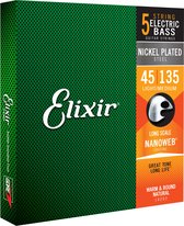 Elixir 5er Bass 45-135 NanoWeb 14207 Light/Medium - Snarenset voor 5-string basgitaar
