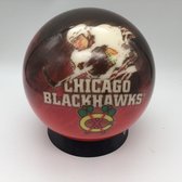 Bowling Bowlingbal Brunswick, Vizz a ball 'Black Hawks' , polyester bal, kleur donkerbruin met afbeeldingen van Chicago Blackhawks en indiaan, rood en geel, 12 pond , Ongeboord, zonder gaten