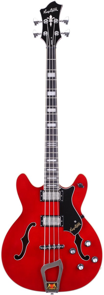 Hagstrom Viking Bass WCT Wild Cherry Transparent - Semi-akoestische basgitaar voor rechtshandigen