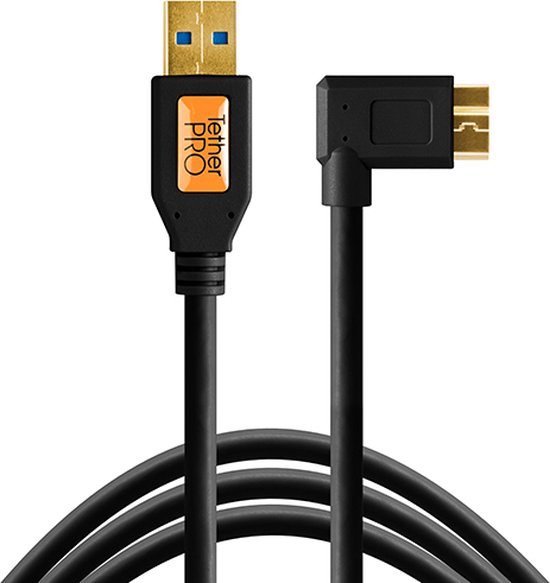 TetherTools TetherPro Rechtwinkliger Adapter USB 3.0 Auf USB 3.0 Micro-B – 50,8 Cm, Orange, Für Gebundene Fotografie