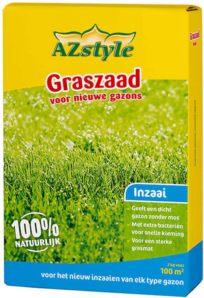 ECOStyle Graszaad-Inzaai voor Nieuwe Gazons - Dicht Gazon zonder Mos - Sterke Grasmat - Snelkiemend Graszaad - Speel & Siergazons - 100 M² - 2 KG - Garden Select