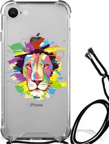 GSM Hoesje iPhone SE 2022 | 2020 | 8 | 7 Leuk TPU Back Cover met transparante rand Lion Color