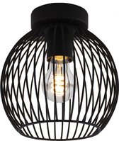 Olucia Wiro - Industriële Plafondlamp - Metaal - Zwart - Bol - 20 cm