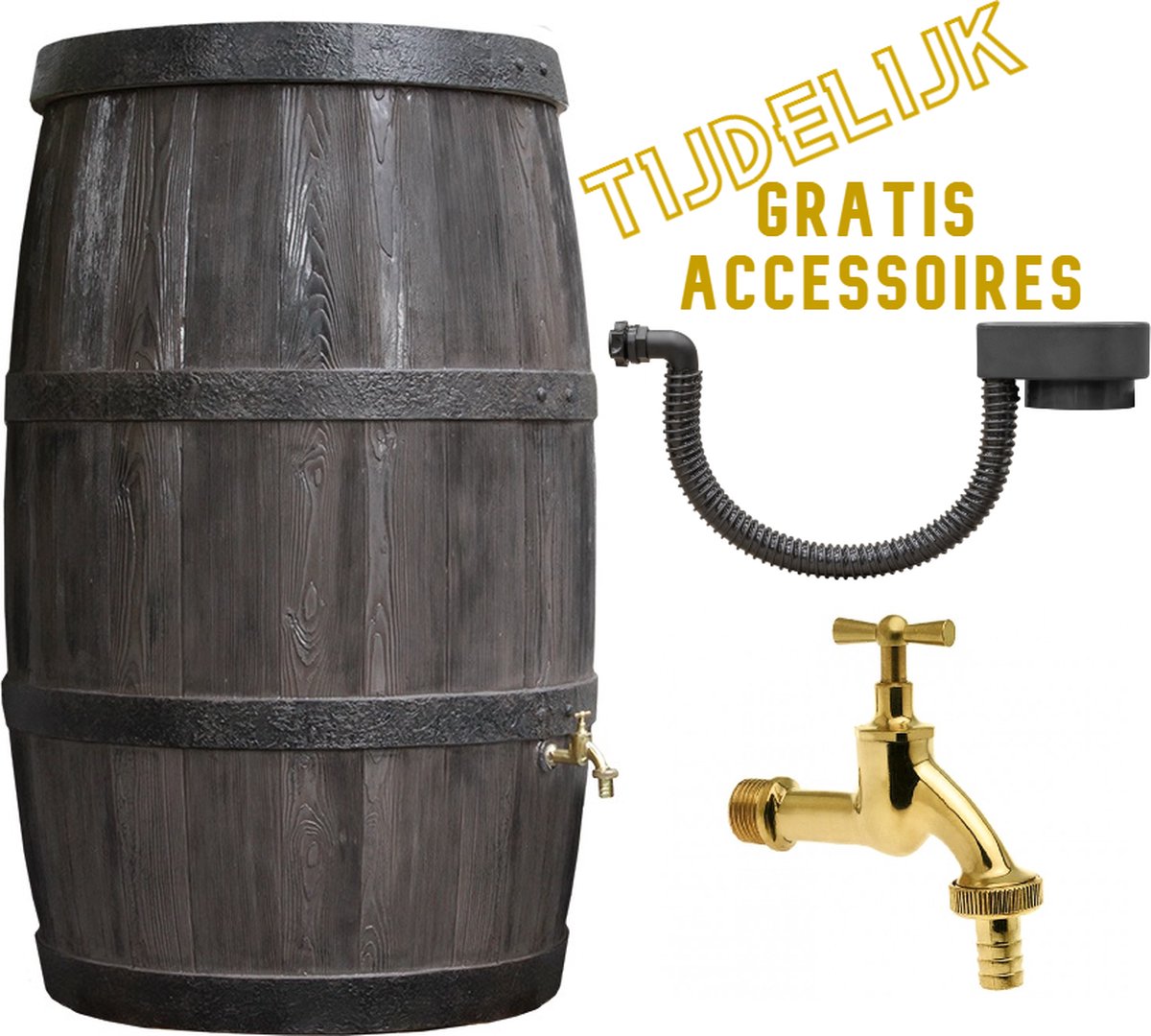 Regenton 500L Woody XL vat | Houteffect (Tijdelijk met gratis accessoires)