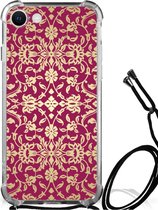 Leuk TPU Back Case Geschikt voor iPhone SE 2022 | 2020 | 8 | 7 Telefoonhoesje met doorzichtige rand Barok Pink