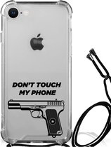Cover Case iPhone SE 2022 | 2020 | 8 | 7 Telefoonhoesje met doorzichtige rand Pistol Don't Touch My Phone