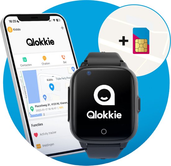 Qlokkie Kiddo 15 - GPS Horloge kind 4G - GPS Tracker - Videobellen -  Veiligheidsgebied... | bol.com