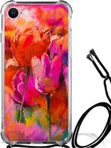 Anti Shock hybrid Case iPhone SE 2022 | 2020 | 8 | 7 Anti Shock Bumper Case met transparante rand Tulips