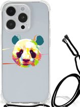 Silicone Hoesje Geschikt voor iPhone 14 Pro Telefoon Hoesje met doorzichtige rand Panda Color