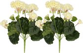 2x Kunstplant geranium wit 30 cm - Kunstplanten/nepplanten