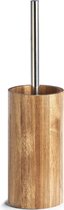 Wc/toiletborstel in houder - acacia hout - H36 cm