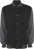Varsity Jacket unisex merk FDM maat XS Zwart/Grijs