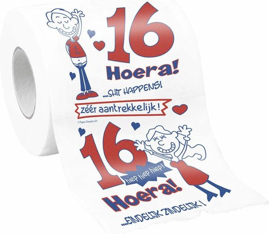Klooster doel Civiel Cadeau toiletpapier/wc-papier rol 16 jaar - 16e verjaardag -  Verjaardagscadeau -... | bol.com
