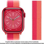 Roze - Oranje - Beige Wit Nylon Horloge Bandje geschikt voor Apple Watch 1, 2, 3, 4, 5, 6, 7, 8, SE & Nike+, 38mm, 40mm & 41mm "Vrouwenbreedte" Series - Zacht Geweven Nylon - 38 mm, 40 mm en 41 mm