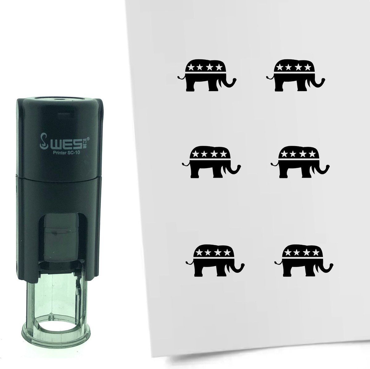 CombiCraft Stempel Olifant van de Republikeinen 10mm rond - zwarte inkt