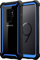 Cadorabo Hoesje voor Samsung Galaxy S9 PLUS in BLAUW ZWART - 2-in-1 beschermhoes met TPU siliconen rand en acrylglas achterkant