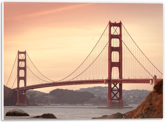 PVC Schuimplaat - Rode Brug - San Francisco - 40x30 cm Foto op PVC Schuimplaat (Met Ophangsysteem)