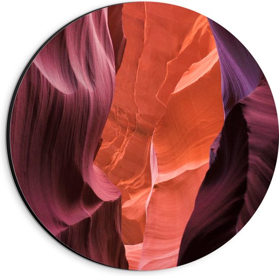 WallClassics - Dibond Muurcirkel - Antelope Canyon Ravijn - 20x20 cm Foto op Aluminium Muurcirkel (met ophangsysteem)