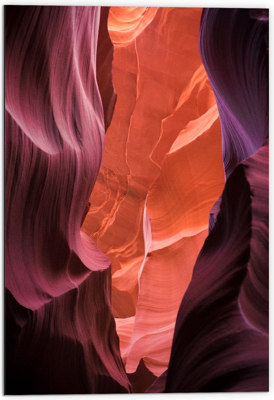 WallClassics - Dibond - Antelope Canyon Ravijn - 70x105 cm Foto op Aluminium (Met Ophangsysteem)