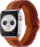 Strap-it Gevlochten / Geweven bandje - Geschikt voor Apple Watch Series 1/2/3/4/5/6/7/8/9/SE - Bruin mix - Braided verstelbaar iWatch bandje maat 38 mm 40 mm 41 mm