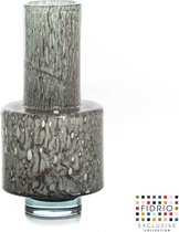 Design Vaas Nuovo - Fidrio ROCKY GREY - glas, mondgeblazen bloemenvaas - diameter 18 cm hoogte 36 cm