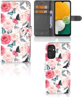 Smartphone Hoesje Geschikt voor Samsung Galaxy A14 5G Flipcase Cadeautjes voor Moederdag Butterfly Roses