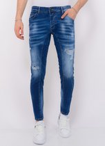 Distressed Ripped Jeans Heren - Slim Fit -1082- Blauw