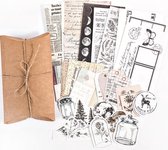 Papier en Stickerset - 6 - Set voor Bulletjournal - Scrapbook - Kaarten Maken - Vintage Papier en Stickers 30 stuks