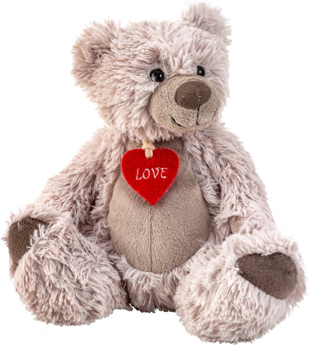 Love Beer Bear - Zittend Met Klein Hartje - Liefde - Cadeau - Valentijn - 22cm