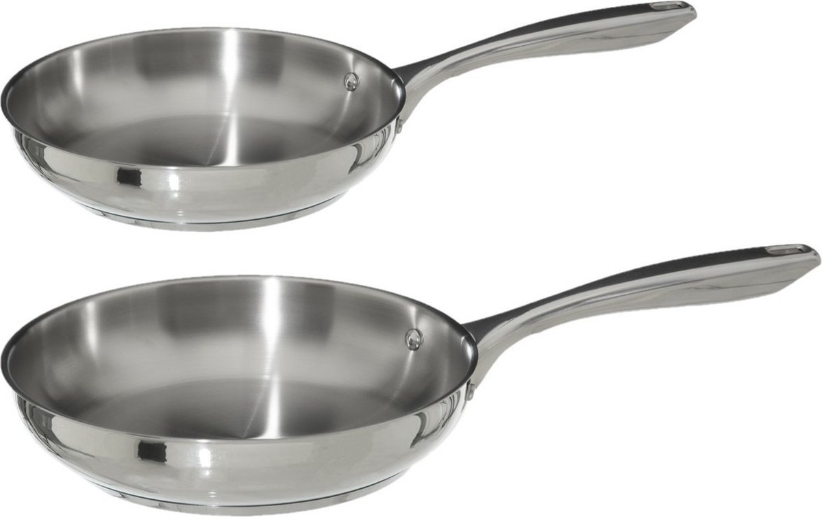 Secret de Gourmet Koekenpannen Acoma - D24 en D28 cm - Alle warmtebronnen - Zilver RVS