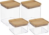 5Five - Ensemble de bocaux de conservation pour Nourriture/ cuisine 4x pièces - plastique / bambou