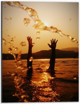 Dibond - Handen boven Water in een Meer - 30x40 cm Foto op Aluminium (Met Ophangsysteem)