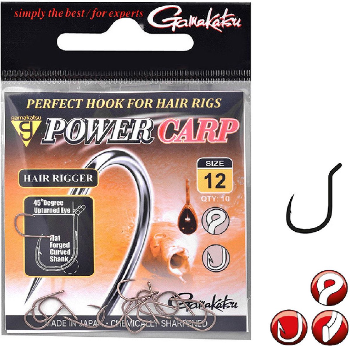 Gamakatsu G Power Carp Hair Rigger Barbed (10 pcs) - Maat : 16
