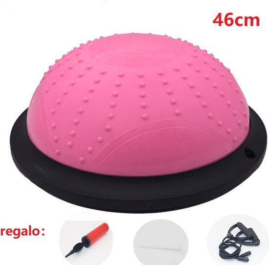 OcioDual Balansbal, balanstrainer, halve fitnessbal voor evenwicht, proprioceptief platform, antislip bal met inflator en weerstandsbanden, halve gymnastiekbal, blauw