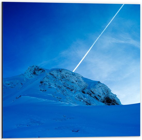 Dibond - Sneeuw in de Alpen - 50x50 cm Foto op Aluminium (Met Ophangsysteem)