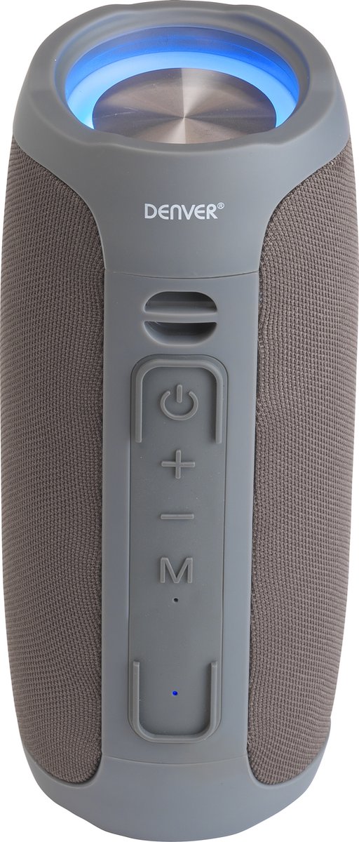 Denver Bluetooth Speaker met LED Verlichting - Muziek Box met Oplaadbare Batterij - AUX - BTV220 - Grijs
