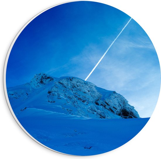 PVC Schuimplaat Muurcirkel - Sneeuw in de Alpen - 20x20 cm Foto op Muurcirkel (met ophangsysteem)