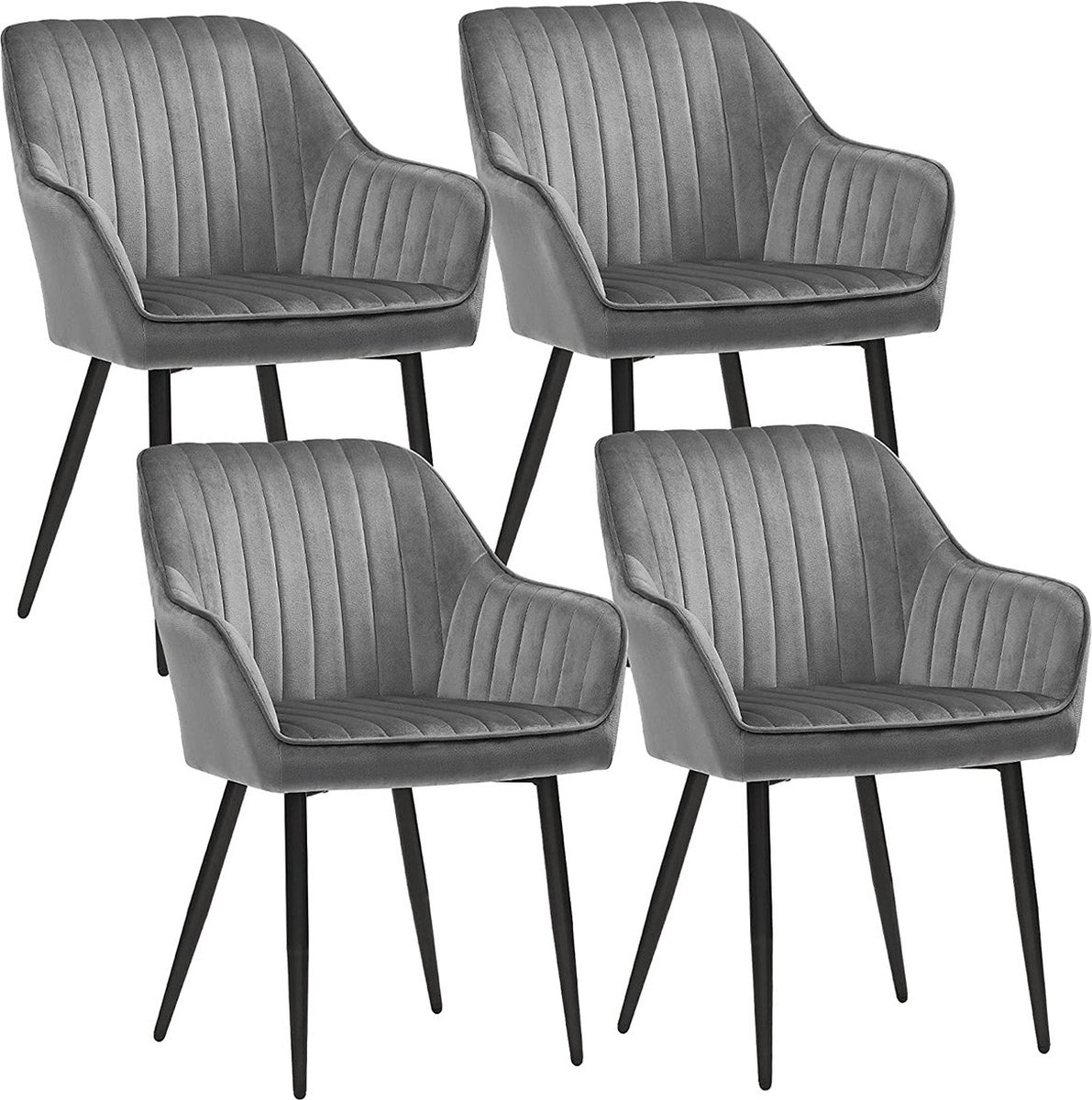 Eetkamerstoelen - Keukenstoelen - Fauteuils - Gestoffeerde stoelen - Set van 4 - Lichtgrijs