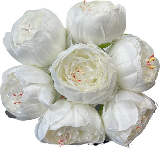 Pivoine Roses Blanches - Bouquet De Bourgeons De Pivoines En Soie -  Décoration De... | bol.com