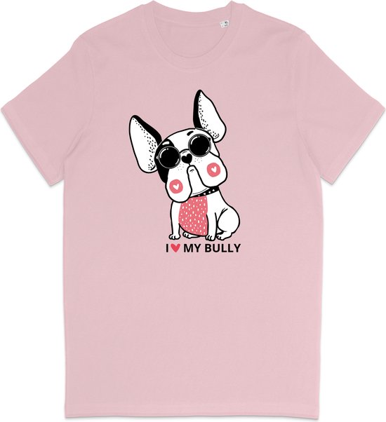 T Shirt Dames - T Shirt Heren - Ik Hou van Mijn Bulldog - Roze - XXL