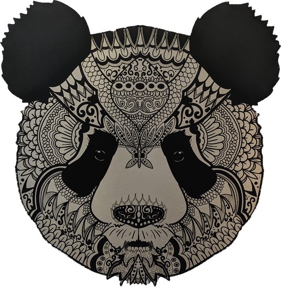 Schobbejak Silver Art | Panda | Dibond Butler Finish | Wanddecoratie | Kunst op je Muur | 80 x 85 CM